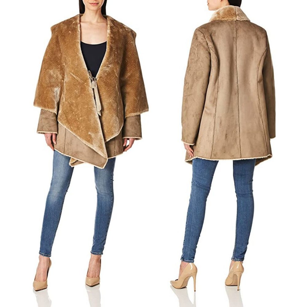 calvin klein || shawl collar faux fur coat NWOT